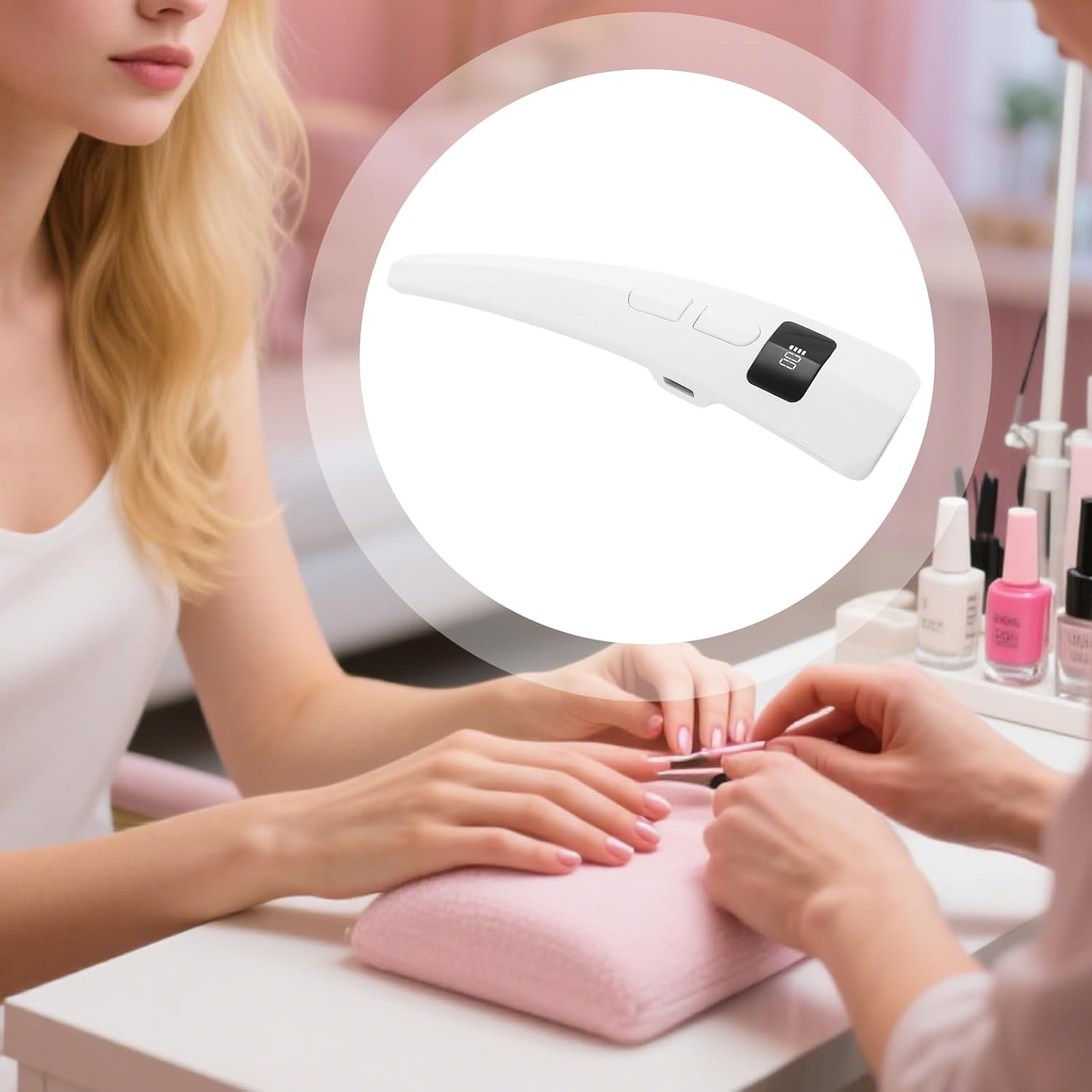 UV Light for Nails | Portable Handheld UV Lamp with LCD Display,Manicure Tools Pedicure Dryers for Repair Beauty Travel Pedicure Manicure Home Beginner Professional - Pink image number 2
