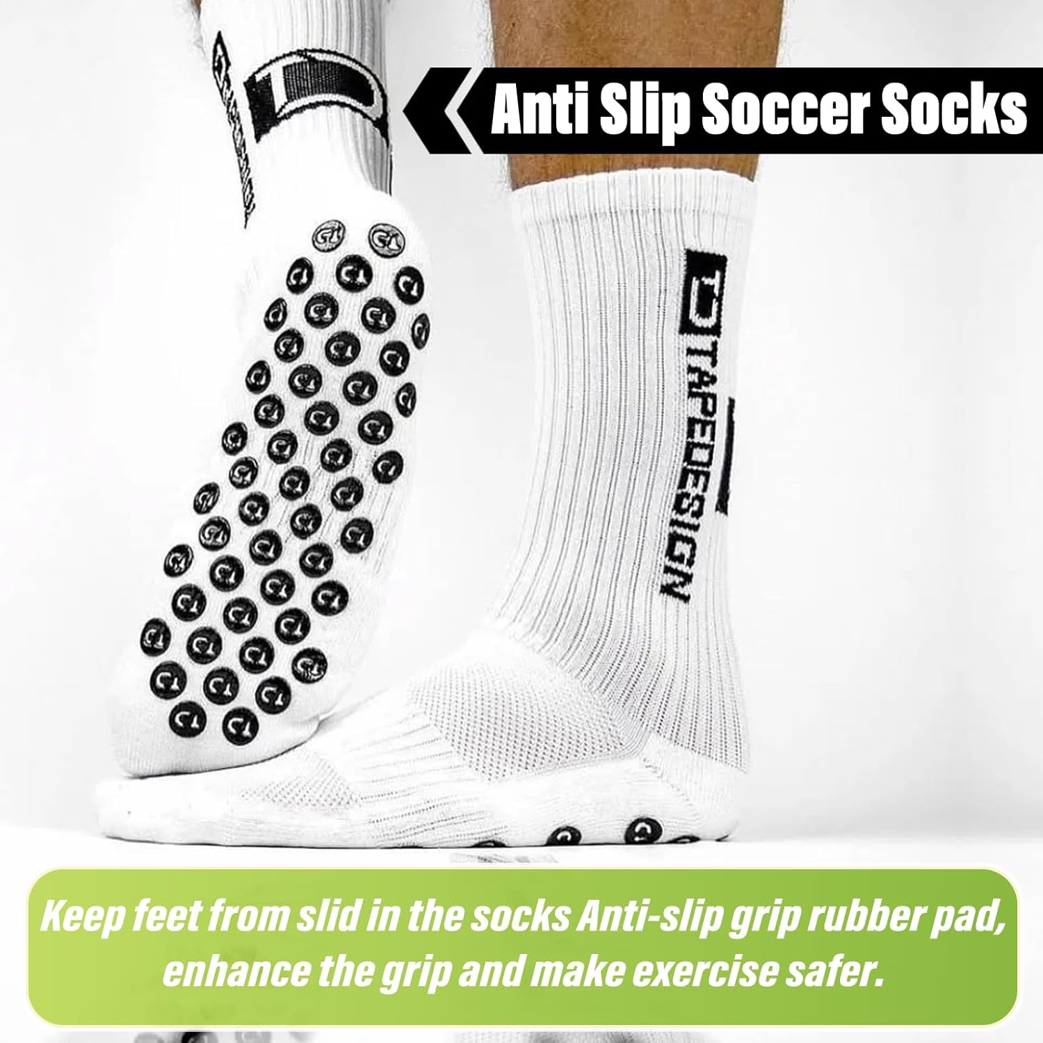3 Pairs Anti-Slip Football Socks for Soccer Athletes, Soft & Comfortable Silicone Dot Grip Bottom Mesh Breathable Sports Socks for Matches image number 1