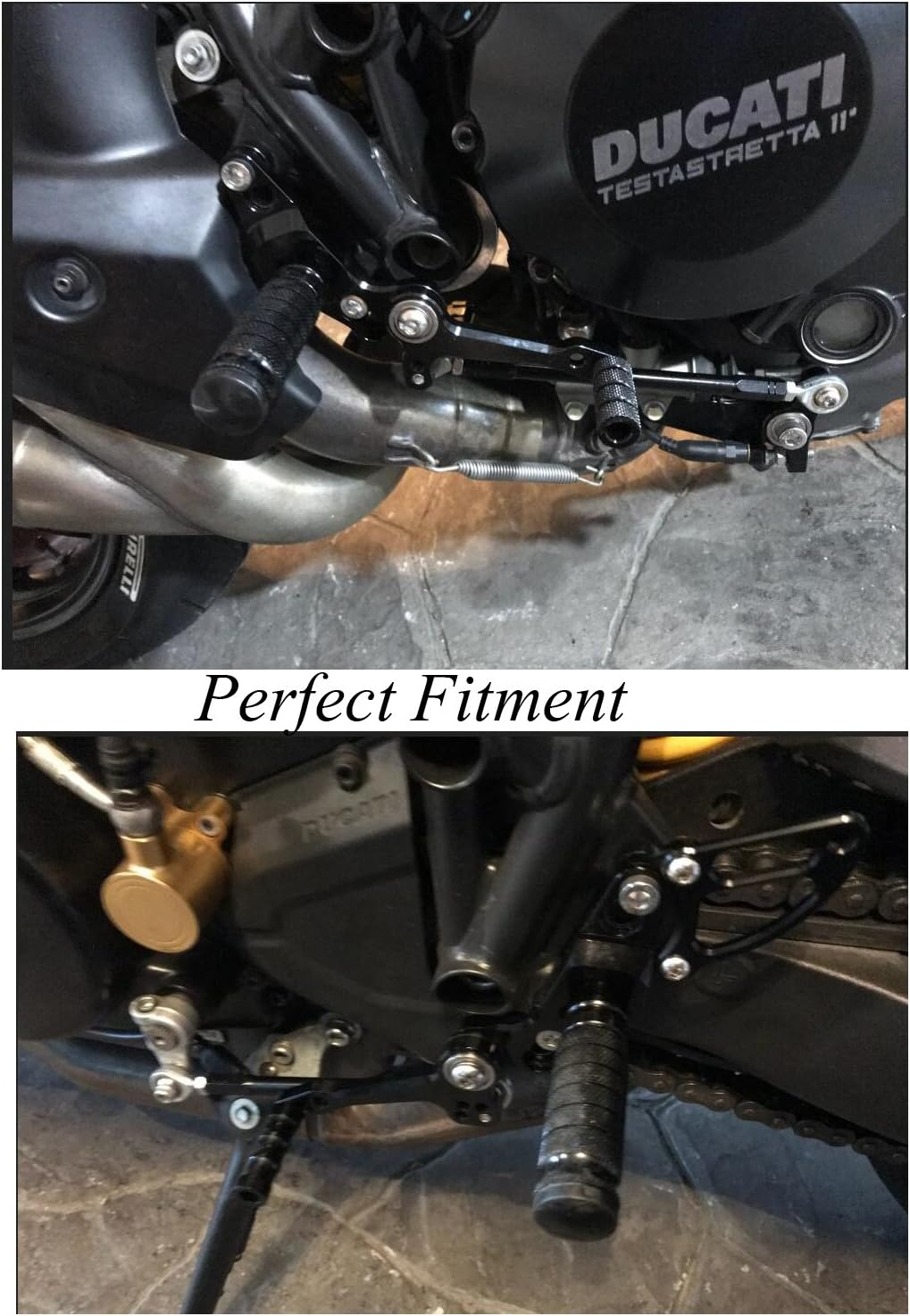 FXCNC CNC Billet Motorcycle Rearset Foot Pegs Rear Set Footrests Fully Adjustable Foot Boards Compatible with STREETFIGHTER 848 1100 Gray image number 2