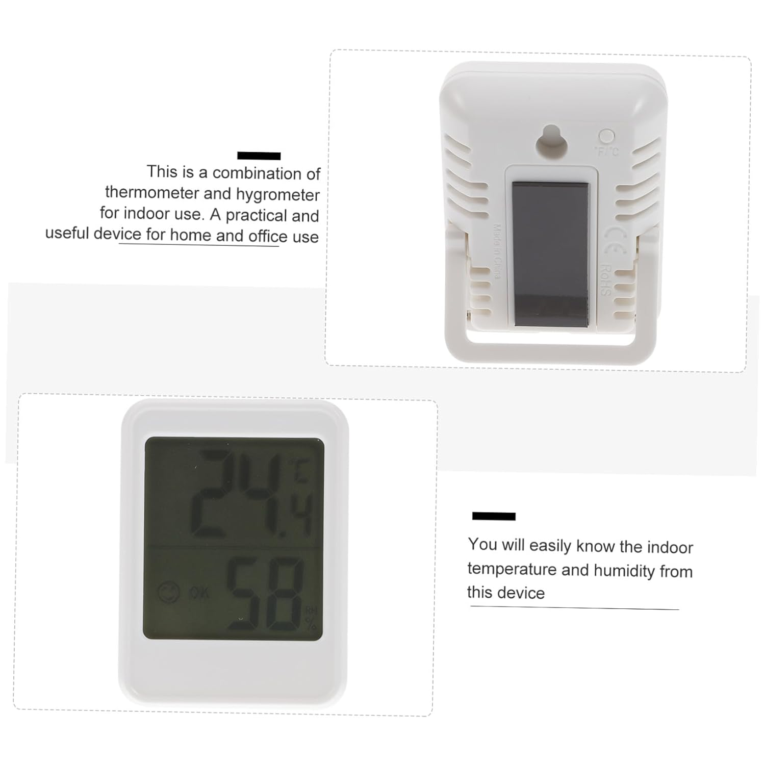Digital Indoor Hygrometer Temperature Humidity Monitor with LCD Display Portable High-Precision Electronic Gauge for and Comfort