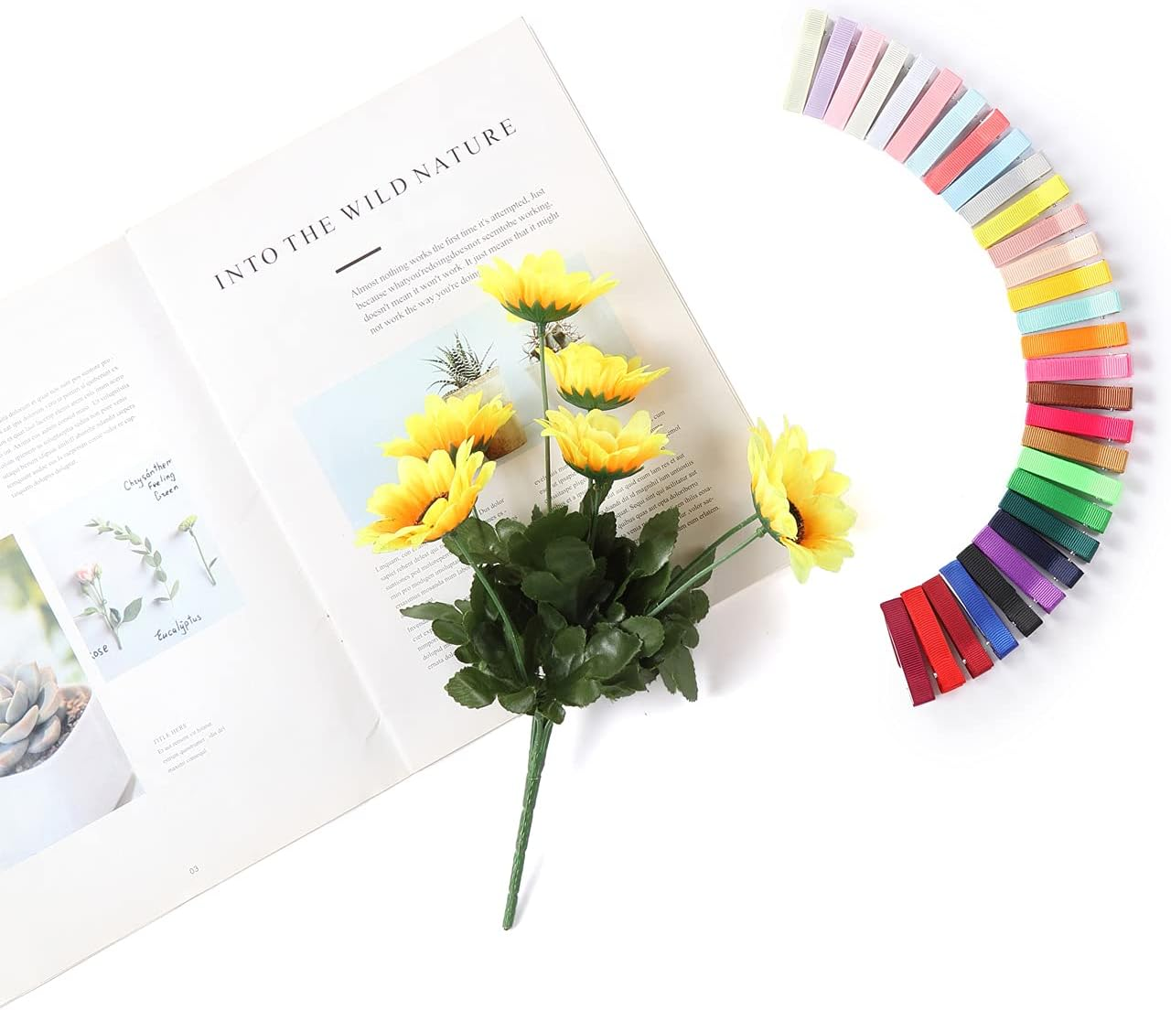 Cinaci 60 Pack/30 Pairs Solid 2 Inch Grosgrain Ribbon Fabric Covered Fully Lined Alligator Hair Clips Duckbill Small Cloth Wrapped Barrette DIY Craft Hair Bows Accessories for Baby Girls Toddlers Kids