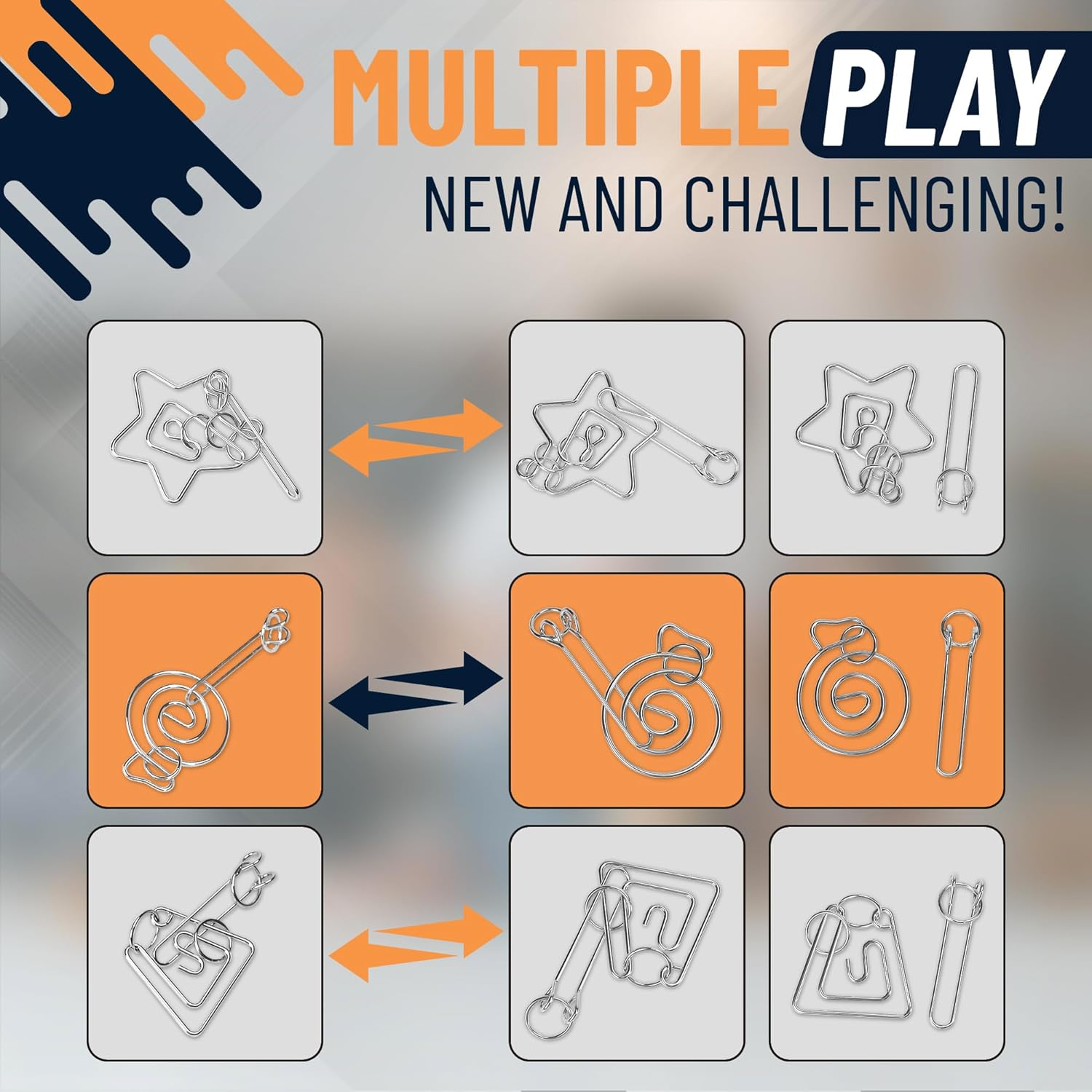 Tuauoe Metal Puzzles Brain Teaser, 24Pcs Metal Wire Puzzles for Adults Kids Teenagers, Classical Mini Mind Ring Puzzle Set, Educational IQ Unlock Interlocking Toy Lock Puzzle Gift Set image number 5