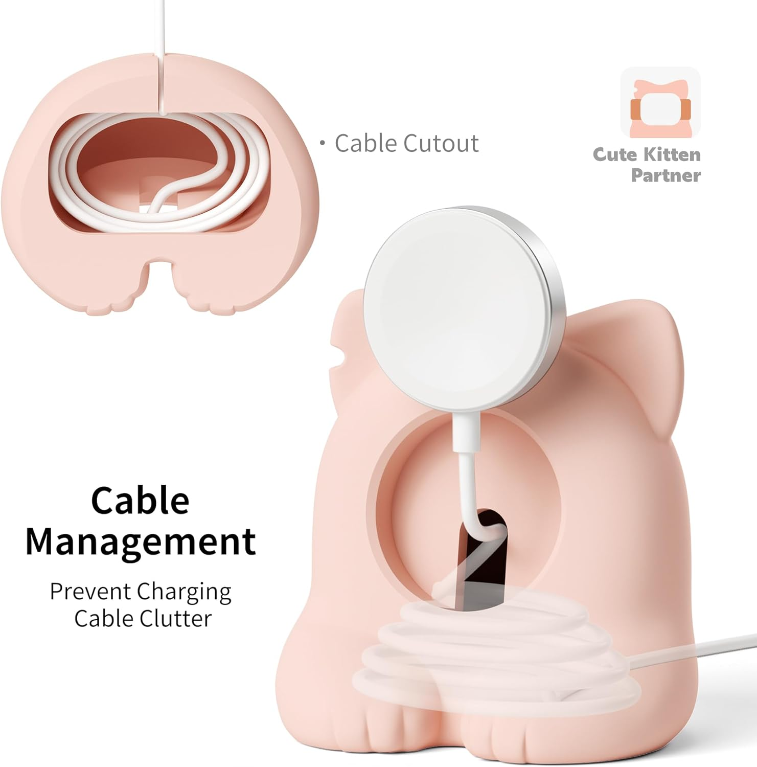 ELETIUO Charger Stand Compatible with Apple Watch Series 49/46/45/44/42/41/40/38Mm Iwatch Ultra2/Ultra/10/9/8/Se2/7/6/Se/5/4/3/2/1,Silicone Charging Dock Organizer Supports Night Stand Mode,Pink image number 3