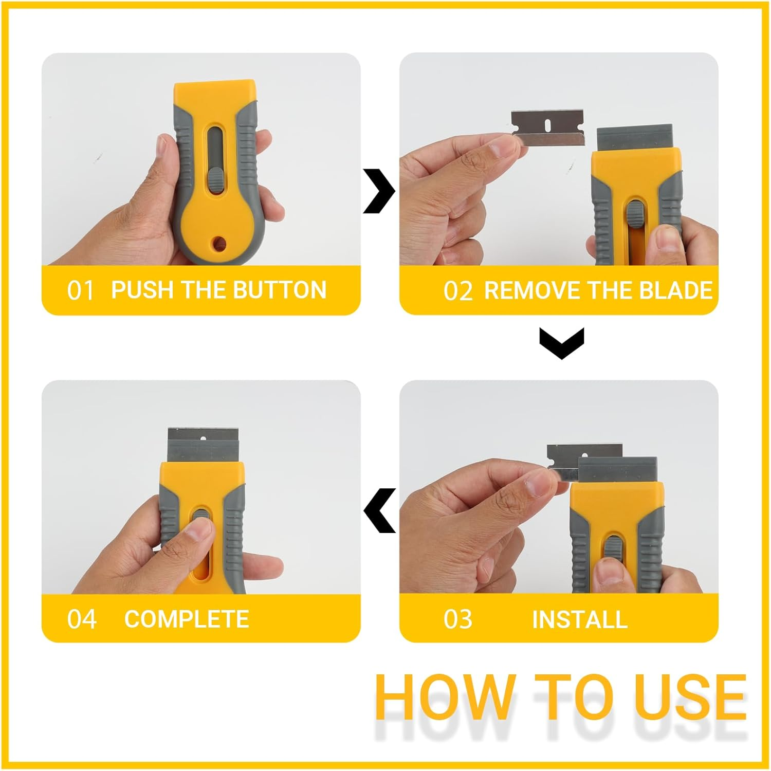 2 Pcs Scraper with 20 Extra Blades, Multi-Purpose Razor Blade Scraper Tool for Tile Window Glass Ceramic Hob Stove Top Remove Labels, Stickers Glue Residue Paint (Includes Metal & Plastic Blades) image number 2