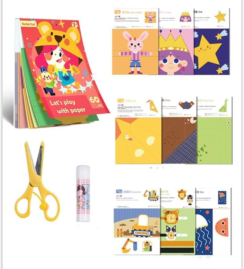 Paper Playtime: Easy Origami and Scissor Skills for Toddlers Creative Paper Crafts Paper Playtime: Origami and Scissor Skills for Toddlers for Kindergarten Kids | Color, Cut Out, Glue Made (Pink)