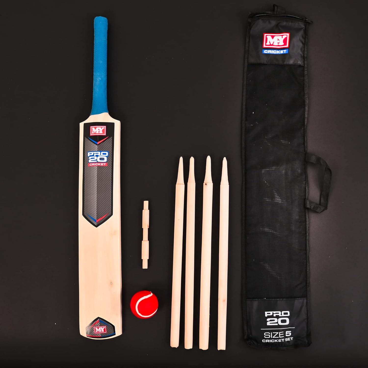 Size 5 Cricket Set in Mesh Carry Bag "M.Y"
