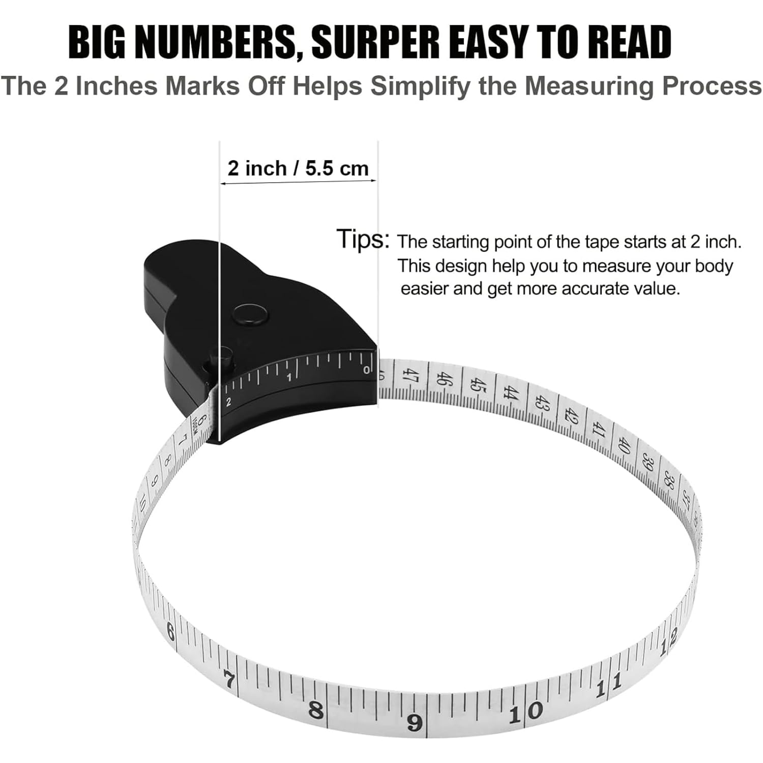 Tape Measure Body Measuring Tape 60Inch (150Cm), Retractable Measuring Tape for Body Measurement & Weight Loss, Accurate Body Tape Measure for Fitness, Tailor, Sewing, Handcrafts, Clothes image number 1
