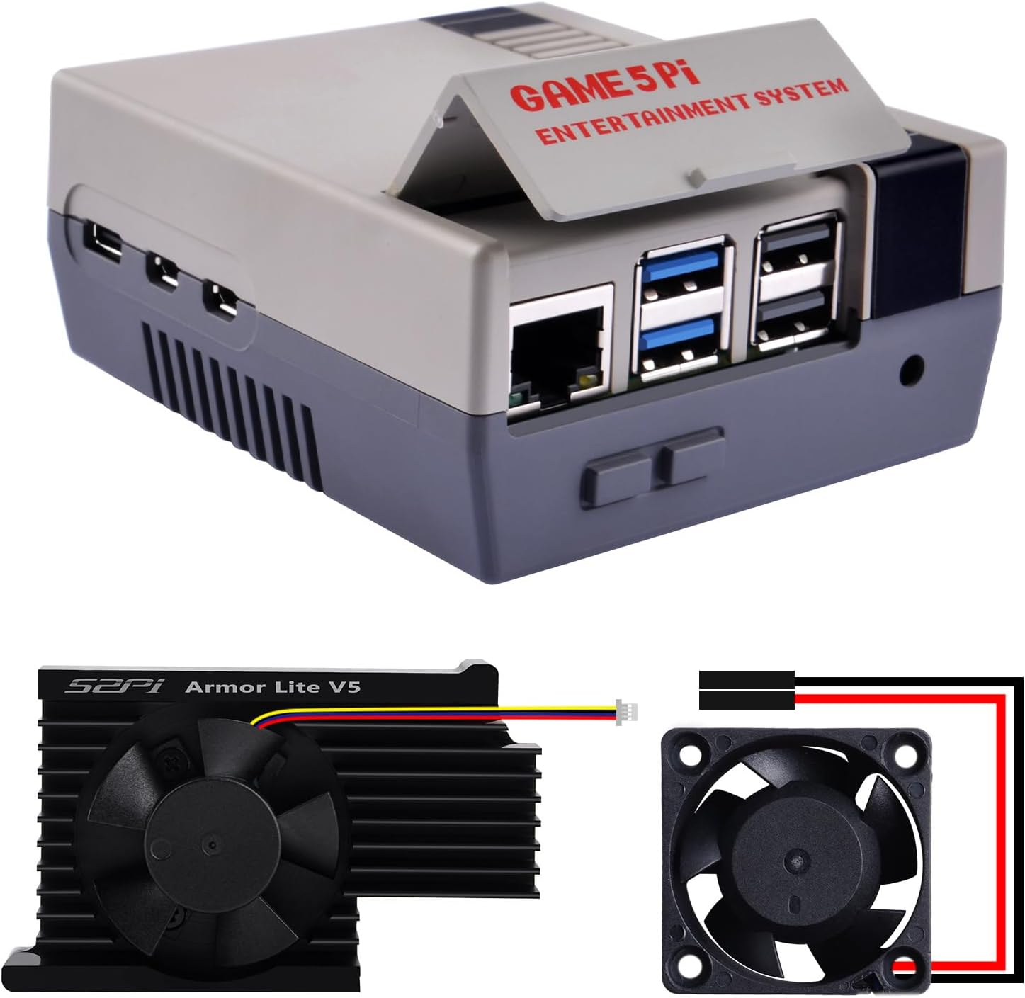 Geeekpi Game 5 Pi ABS Case with Armor Lite V5 Active Cooler Fan for Raspberry Pi 5 image number 3