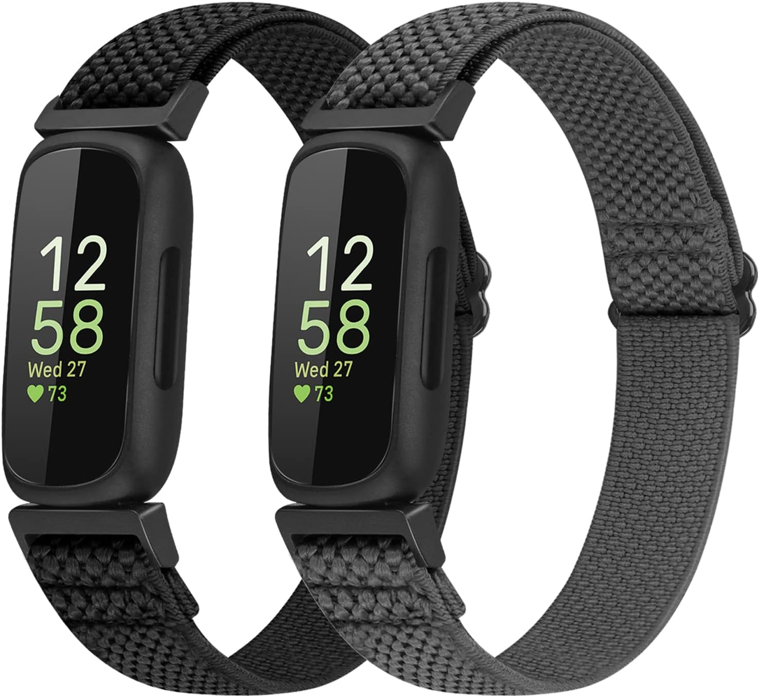 2 Pack - Relting Elastic Bands Compatible with Fitbit Inspire 3/Inspire 2/Inspire/Inspire Hr/Ace 2/Ace 3 for Women Man Kids, Soft Nylon Adjustable Sport Wristband