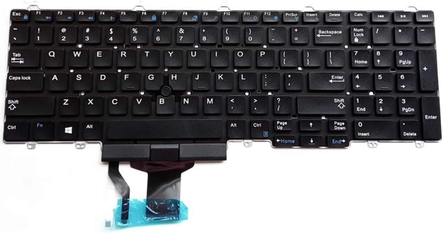 US Keyboard for Dell Latitude E5550 E5570 5580 5590 5591 / Dell Precision 3510 3520 7510 7520 7710 7720 Laptop with Pointer No Frame (No Backlight) image number 2