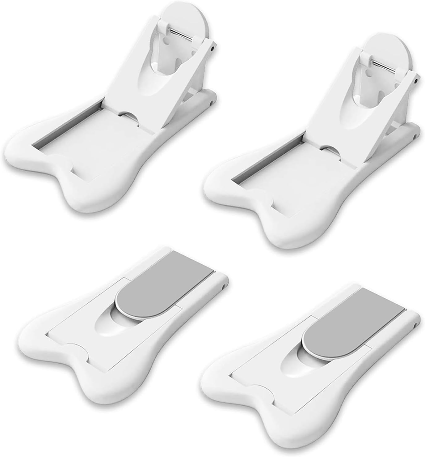 4 Pack Child Safety Sliding Door Locks White Childproof Bathroom Patio Kitchen Shutters Closets Windows Sliding Door Lock, No Screws or Drills image number 1
