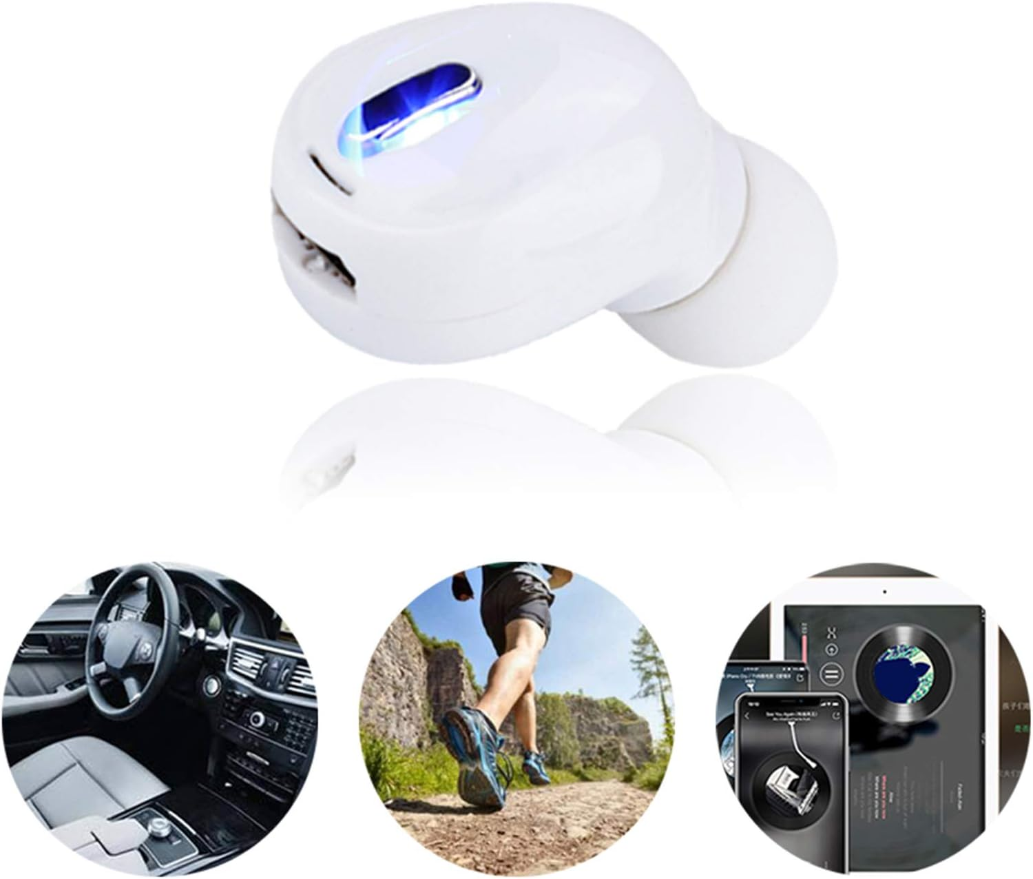 VBESTLIFE Wireless In-Ear Earbuds, Mini Single Ear Sports Bluetooth Headset Universal Earbud Earphones for Fitness/Leisure/Driving/Office (White) image number 1