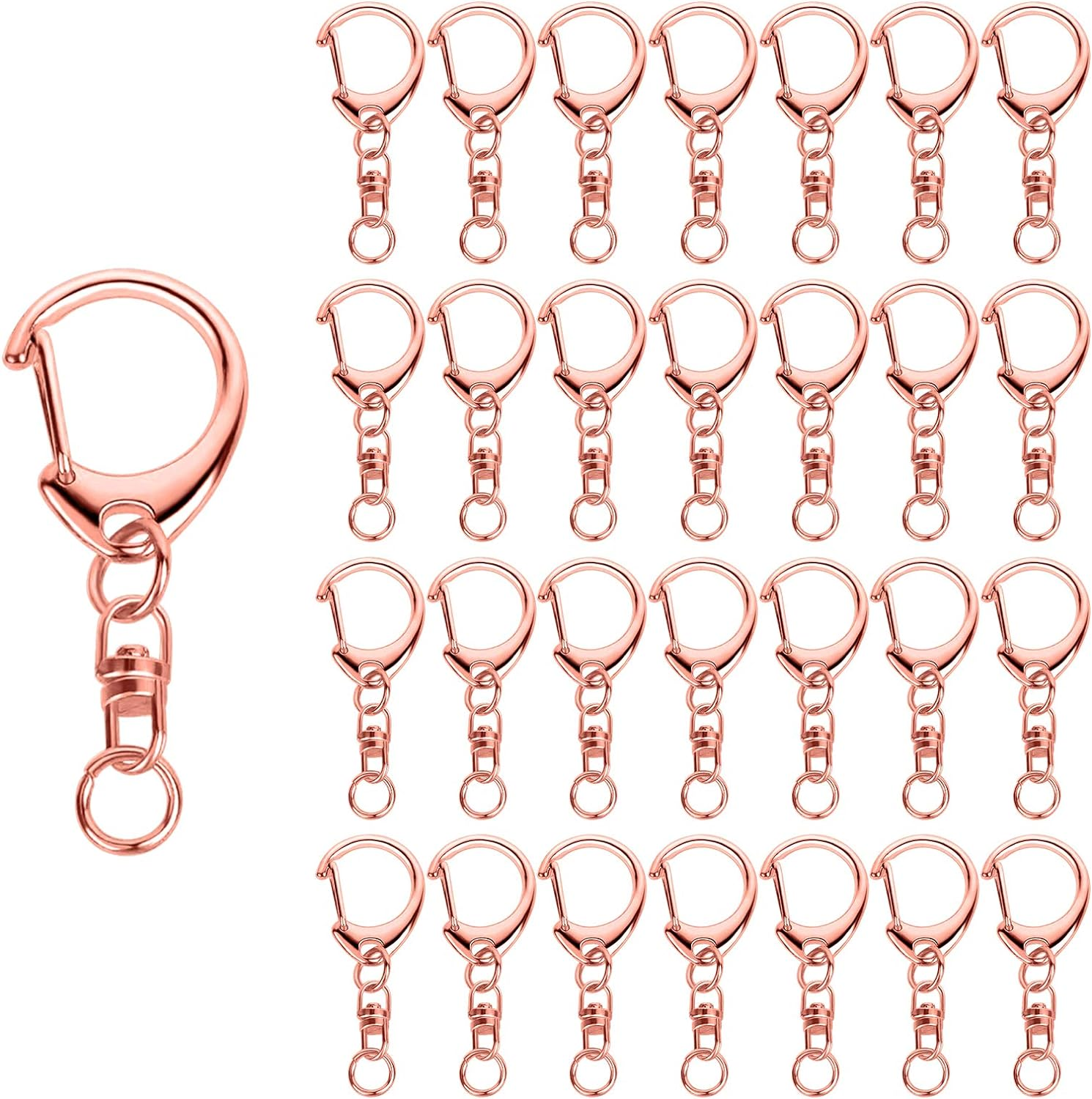 Roctee 50 Pcs Lobster Clasp Key, Keychain Clip, Swivel Clasps Lanyard Snap Hook, DIY Crafts Key Chain, Lobster Claw Clasp (Silver)