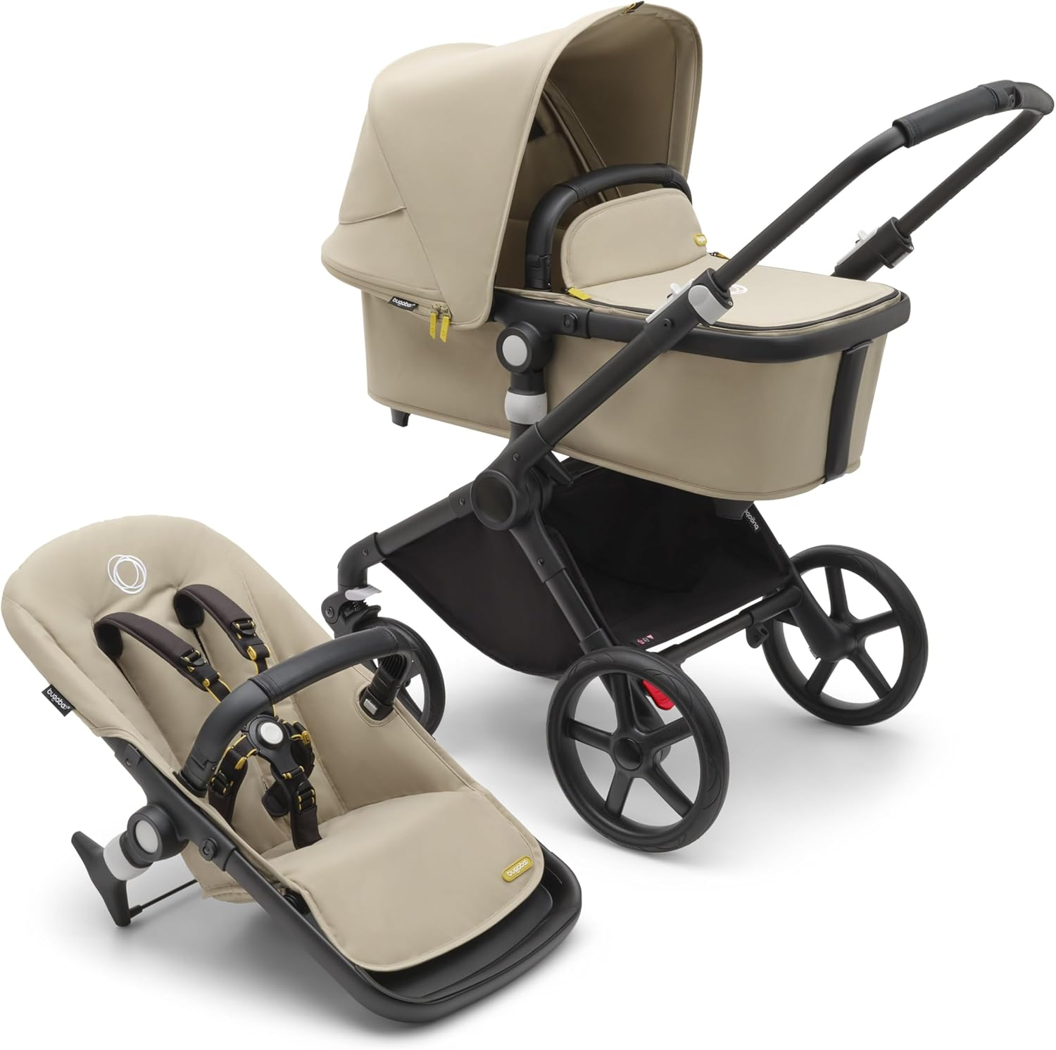 Bugaboo Fox Cub All-Terrain Stroller, Lightweight and Strong Pram and Baby Pushchair, Durable Design and Extra-Large Sun Canopy, One-Piece Self-Standing Fold, Desert Beige