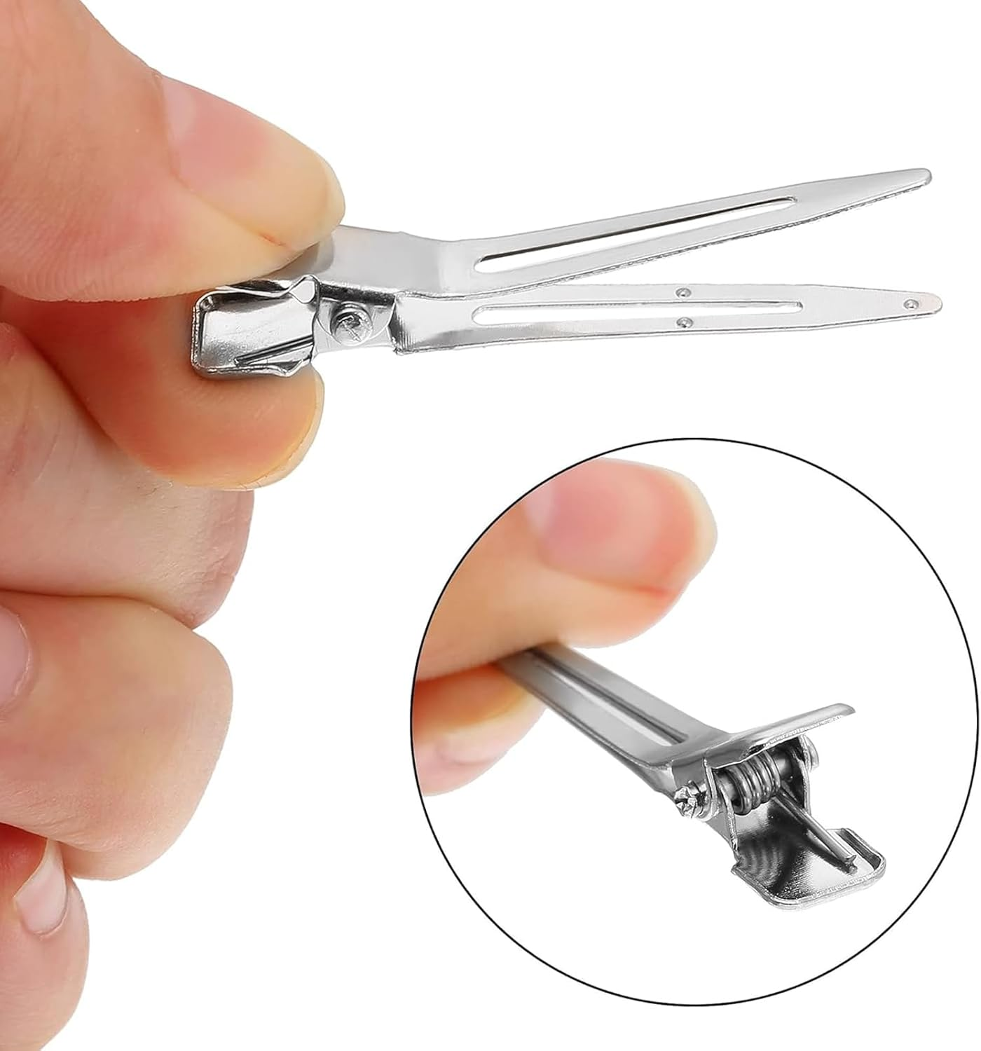 60Pcs 4.5Cm Duckbill Mouth Clips Alligator Clips, Duck Bill Hair Clips Metal Alligator Curl Clips with Holes, Duck Bill Clips Hairdressing Salon Hair Grip image number 5