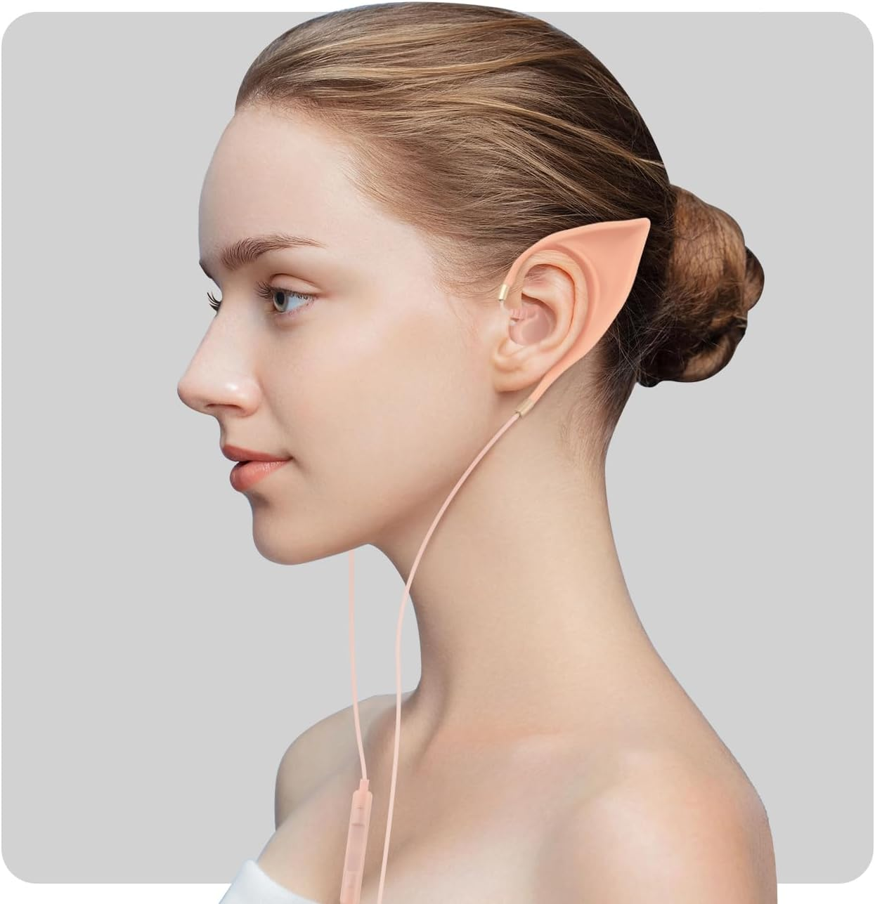 URIZONS Elf USB C In-Ear Headphones for Children &ndash; Elegant Design of Elf Ears Type C Earbuds with Wire Ultra Soft Adorable Earphones Cosplay Spirit Costume for Huawei/Samsung image number 2