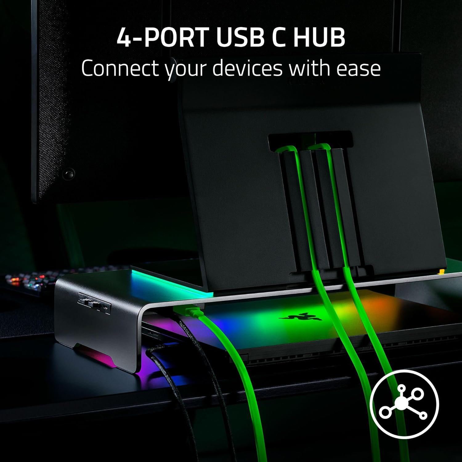 Razer Monitor Stand Chroma - Aluminum Monitor Stand with 4-Port USB C Hub image number 2