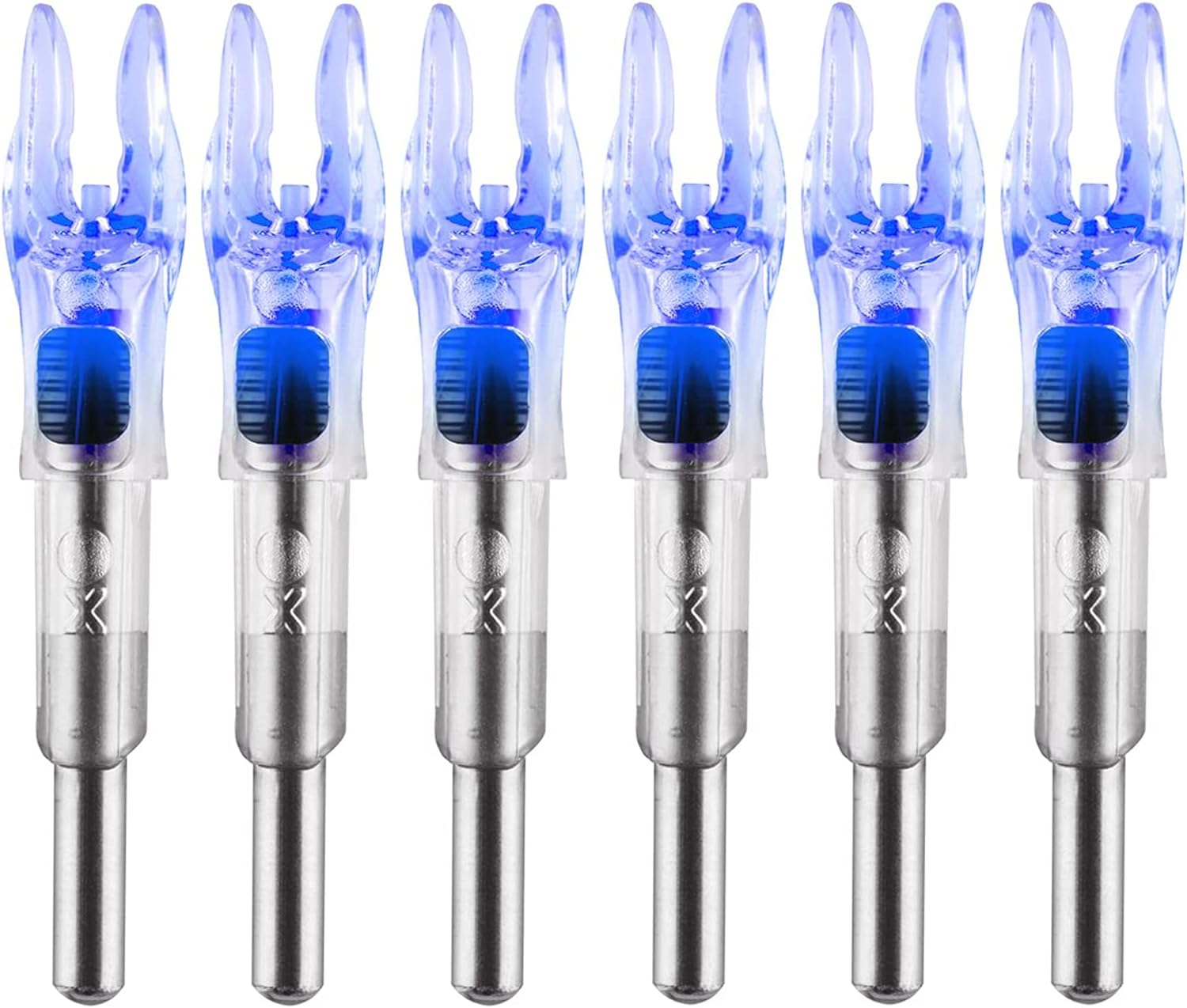 6PCS X Lighted Nocks for Arrows with .204 .233 .244 .246 inside Diameter with H, S, GT Bushings High-Visibility DEEPOWER LED Arrow Nocks, On/Off Switch Included