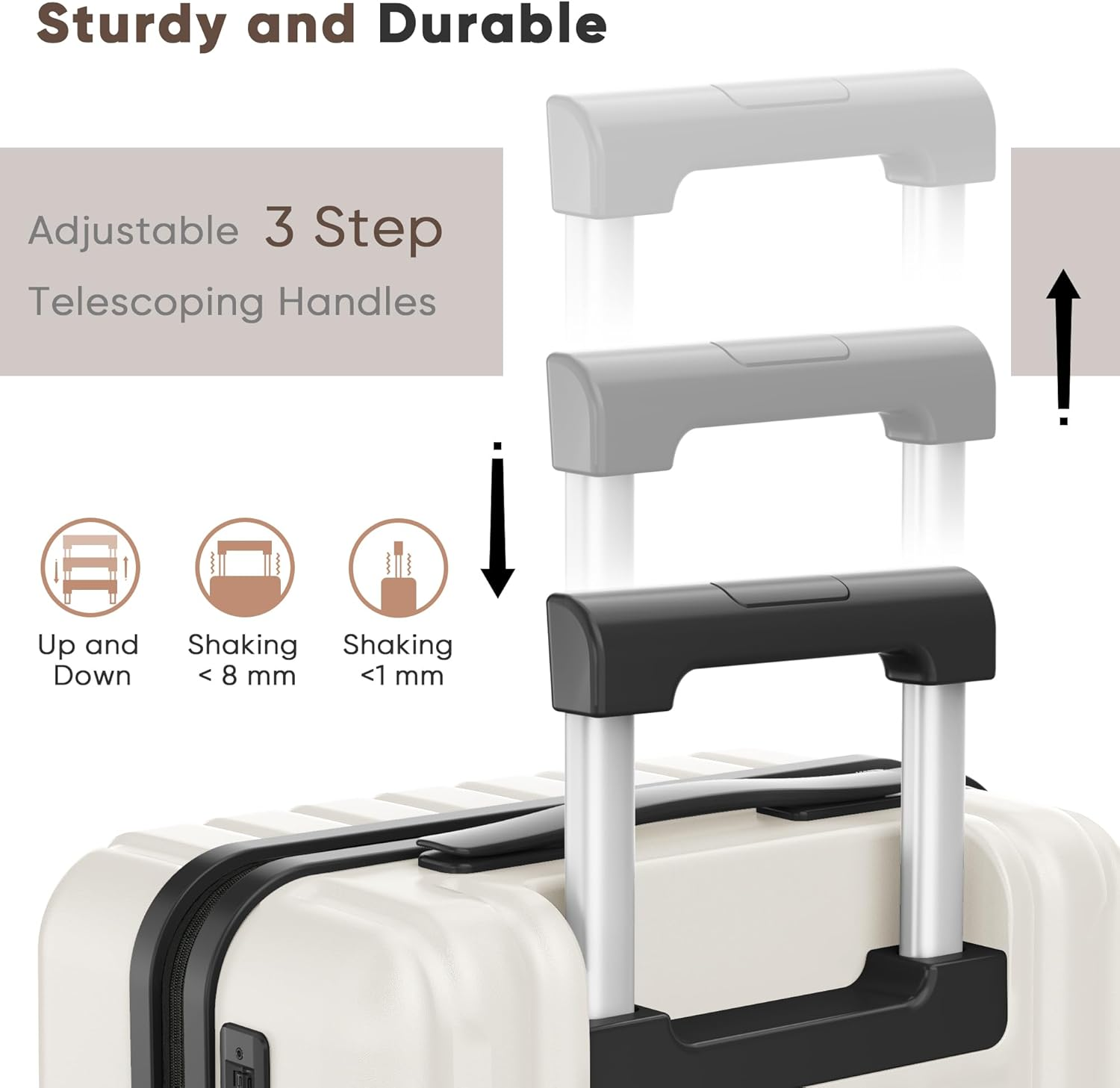 SHOWKOO Luggage Sets 3 Piece 100% PC Ultra Tough Hardside Expandable Suitcases Sets with TSA Approved Lock Double Spinner Wheels (20In/24In/28In, White