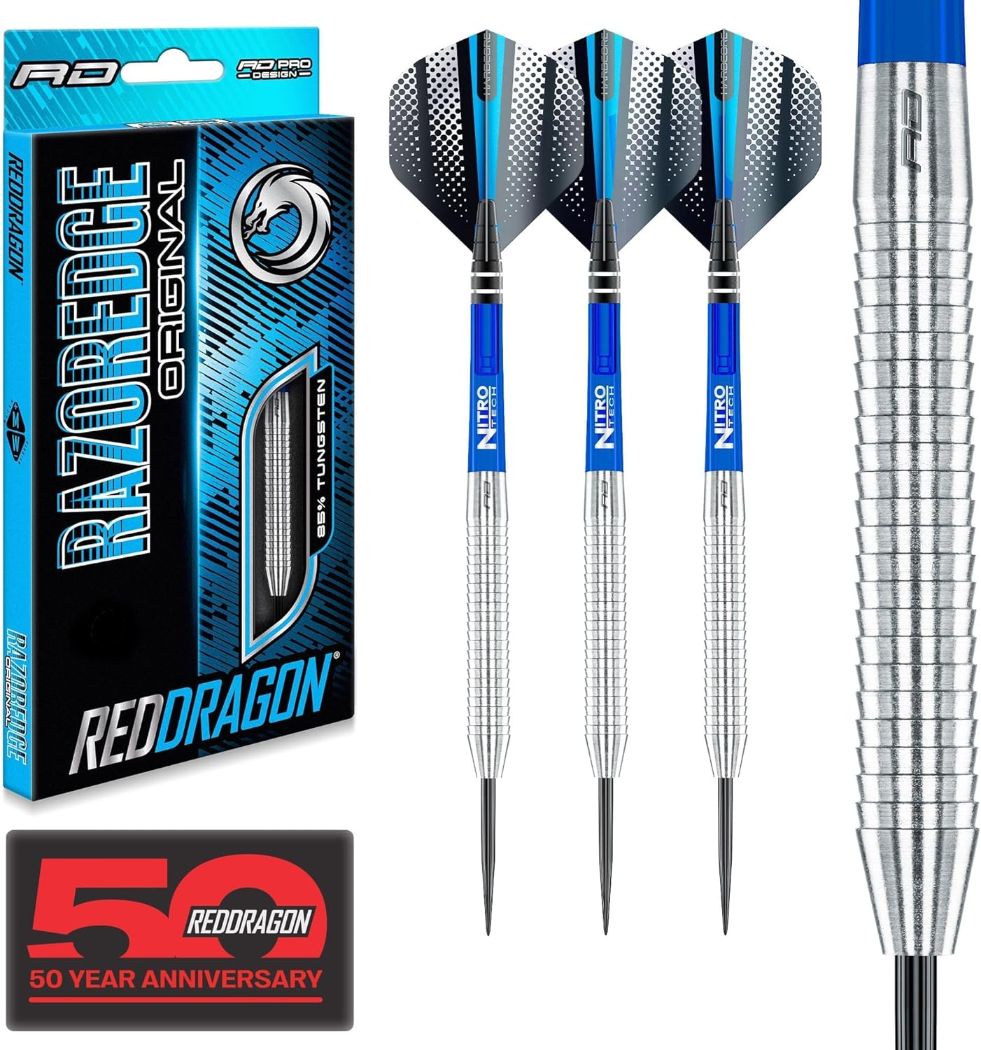 RED DRAGON Razor Edge Original Tungsten Professional Darts Set with Flights and Nitrotech Shafts (Stems) image number 3