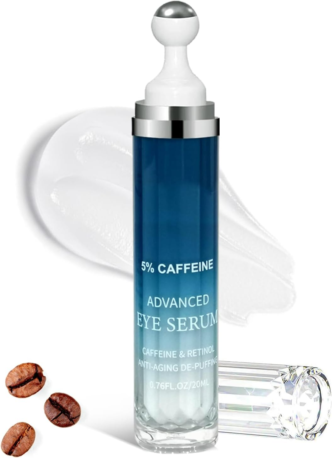 Caffeine Repair Eye Cream Tube 20Ml, Reduces Puffiness and Dark Circles, 5% Caffeine Eye Serum Brightening Eye Treatment for Dark Circles, under Eue Bags and Puffiness(360&deg; Massage Roller) image number 4