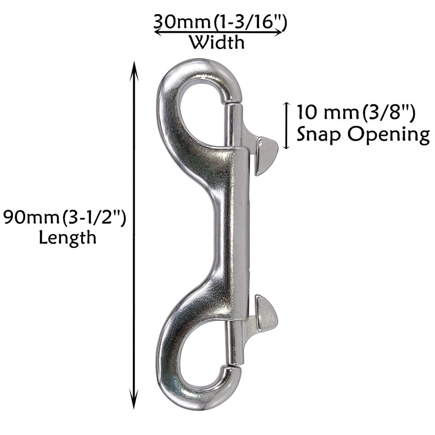 Yeebline Double Ended Bolt Snap Hook, 2-Pack 3-1/2 in 316 Stainless Steel Marine Grade Double End Trigger Snaps Metal Clips for Diving, Dog Leash, Key Chain, Horse Tack, Pet Feed Buckets image number 4