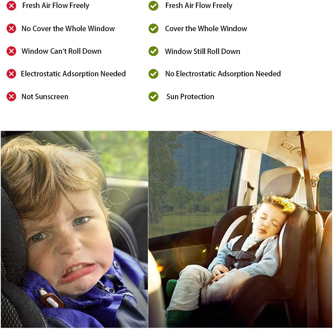 Ziciner Car Window Shade, 2 Pcs Auto Side Front Window Sun Shades, Heat Block and UV Rays Protection, Breathable Mesh Privacy Protection Curtain, Universal Fit Most Car (Car Front Seat 2Pcs 16"&times;23") image number 1