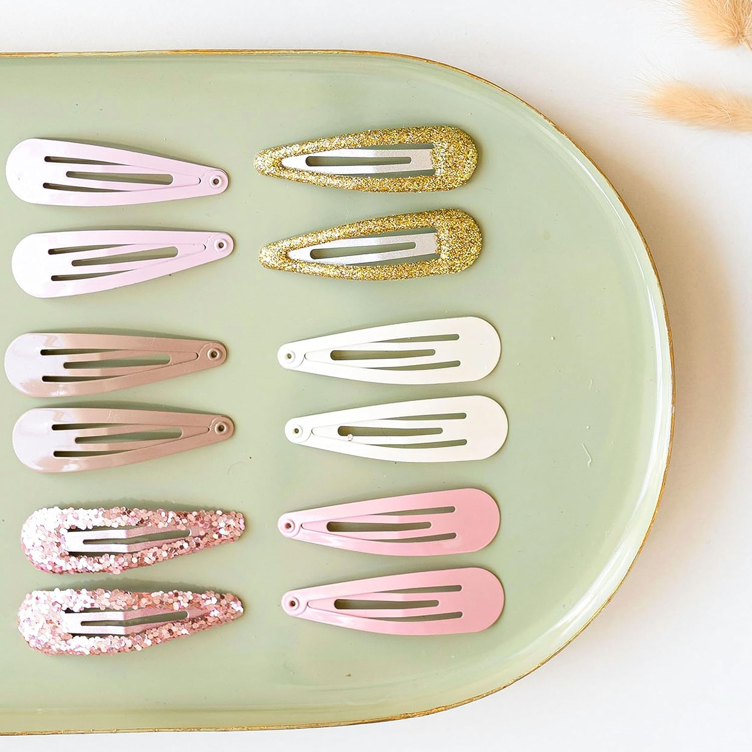 Papierdrachen Special 48 Hair Clips and Hair Bobbles in Many Colours - Durable and Robust - Children'S Hair Accessories with Glitter and Fabric Cover - Hair Accessories *Stars* - for Long and Fine Hair - Ice image number 3