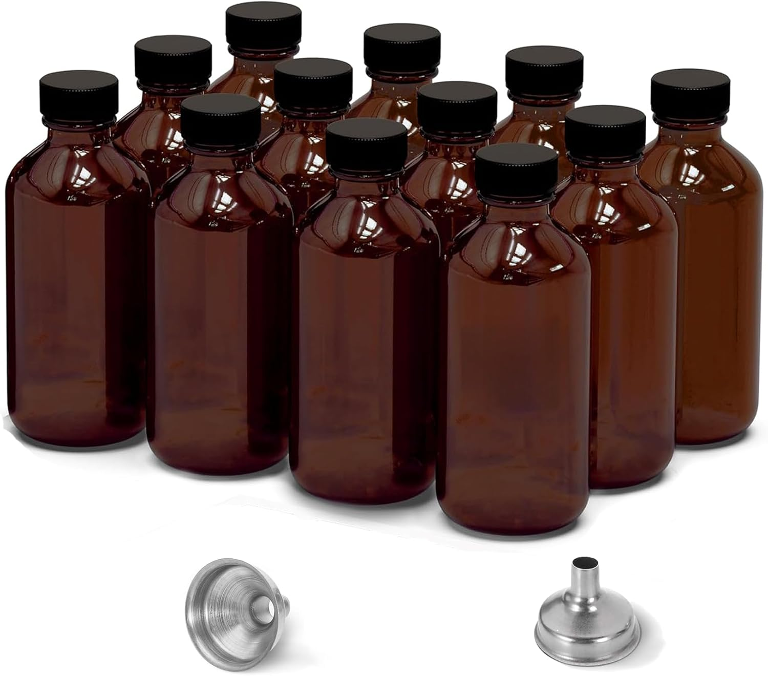 DIDITIME 6 Pack 2 Oz Juice Bottles with Lids & Stainless Steel Funnels, Wellness Ginger Shots Bottles, Mini Travel Bottles, 60Ml Small Jars with Lids for Potion, Ginger Shots, Oils, Juice