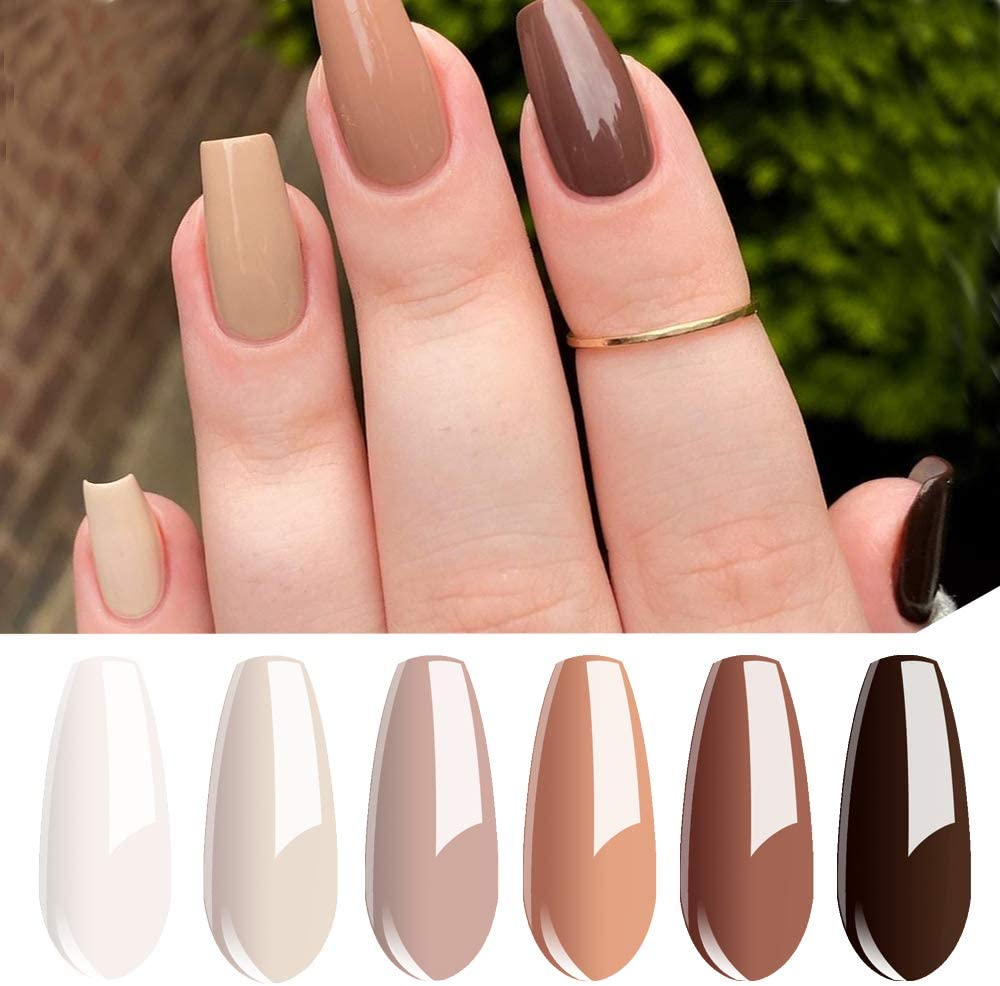 Vishine Semi Permanent Vernis &Agrave; Ongles Gel Nu Marron Nude Couleur Claire Soak off UV LED Nail Art Set Manucre 6 Flacon image number 1