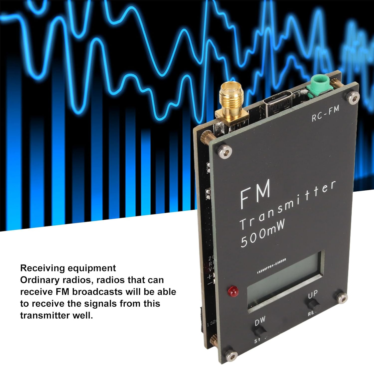 500MW FM Transmitter, Radio Transmitter with LCD Screen 88‑108Mhz FM, Radio Station for Church with Microphone, FM Radio Stereo Station for Drive in Movie, Parking Lot image number 3