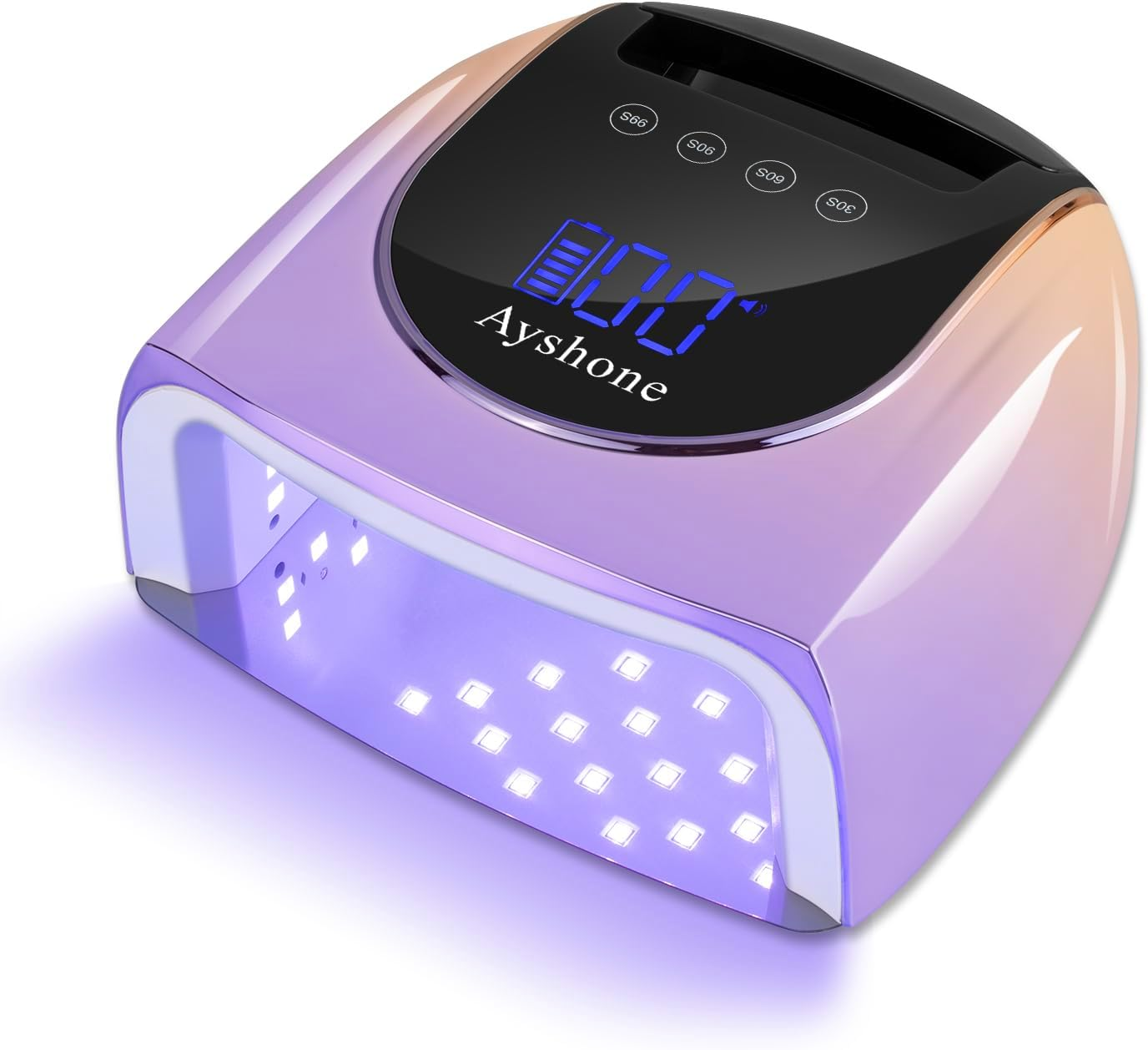 Ayshone Cordless Rechargeable UV Nail Lamp,96W UV Light for Gel Nails with Metal Base,Professional Fast Charger Curing Lamp,4 Timer Setting and Smart Sensor(Gradient Purple)