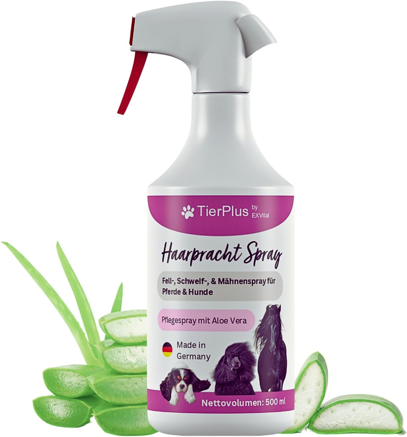 Tierplus Haarpracht Spray for Horses & Dogs, 500 Ml Spray Bottle, Coat, Tail & Mane Spray, Care Spray for Silky Shine, Easy Combing & Detangling, Naturally Skin-Friendly Care image number 2