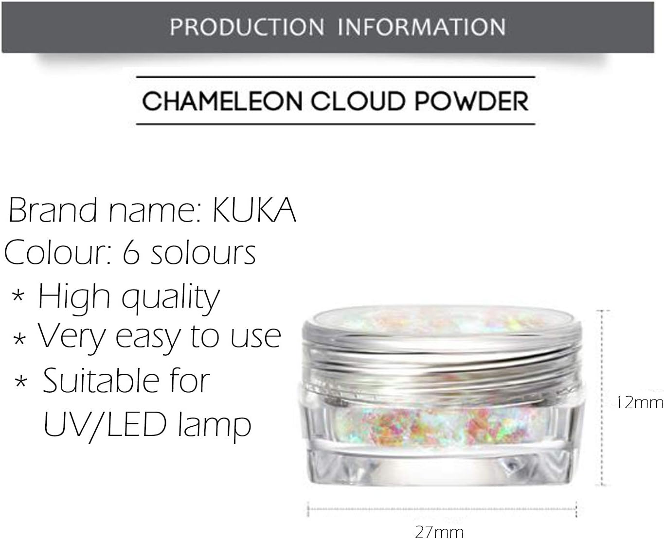 Iridescent Glitter Chameleon Nail Flakes Set of 6 Jars (Light Chameleon) image number 1