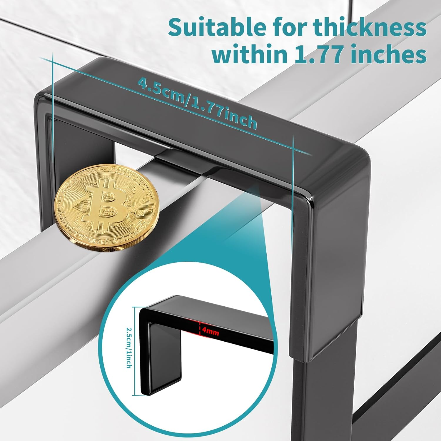 Sandream over the Door Shower Caddy, 3 Tier No Drilling Shower Caddy Hanging with Hooks for Razor and Sponge, Rustproof Bathroom Storage Shelf Rack with Soap Holder - Black