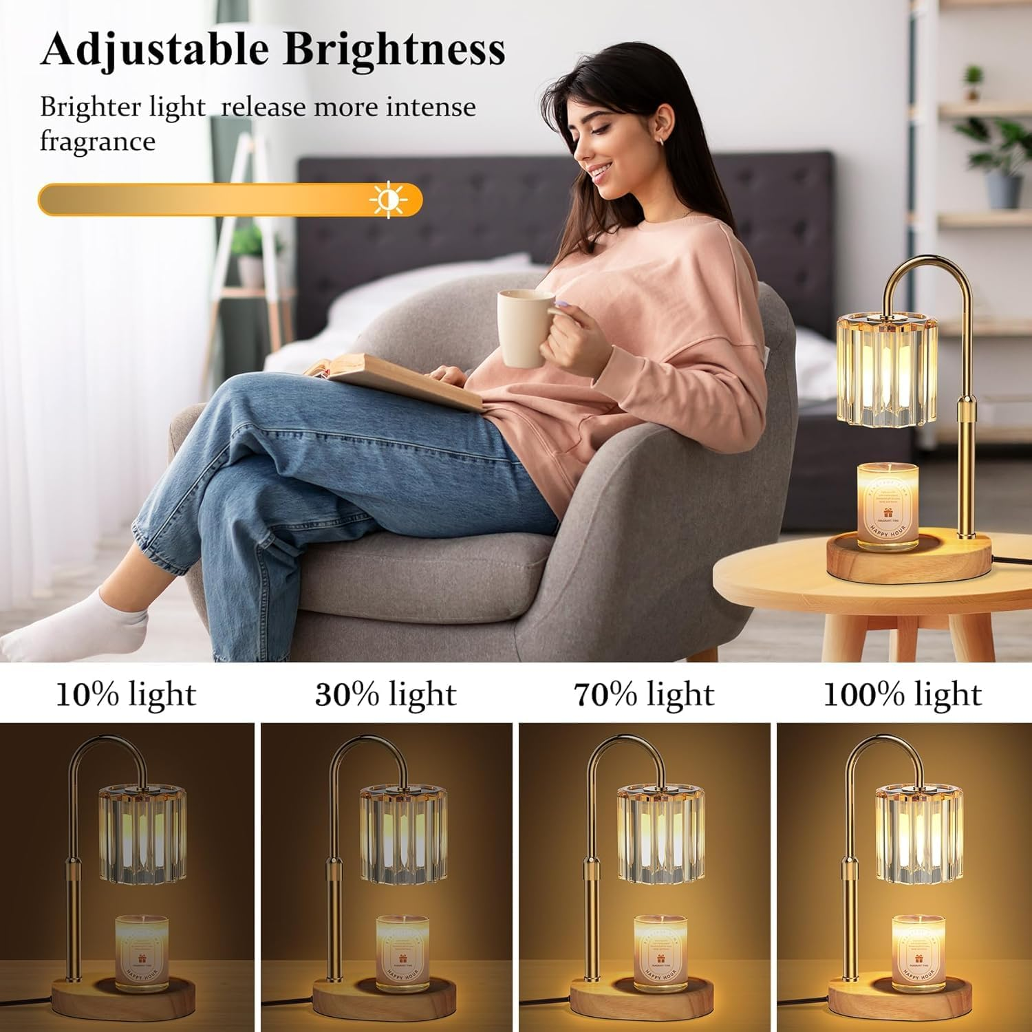 Telfun Candle Warmer Lamp with 2 Bulbs, with Timer Dimmer Adjustable Height, Birthday Gifts for Women, Mothers Day Gifts for Mom, House Warming Gift, Wax Melt Warmer for Scented Jar Candles, AU Plug image number 2