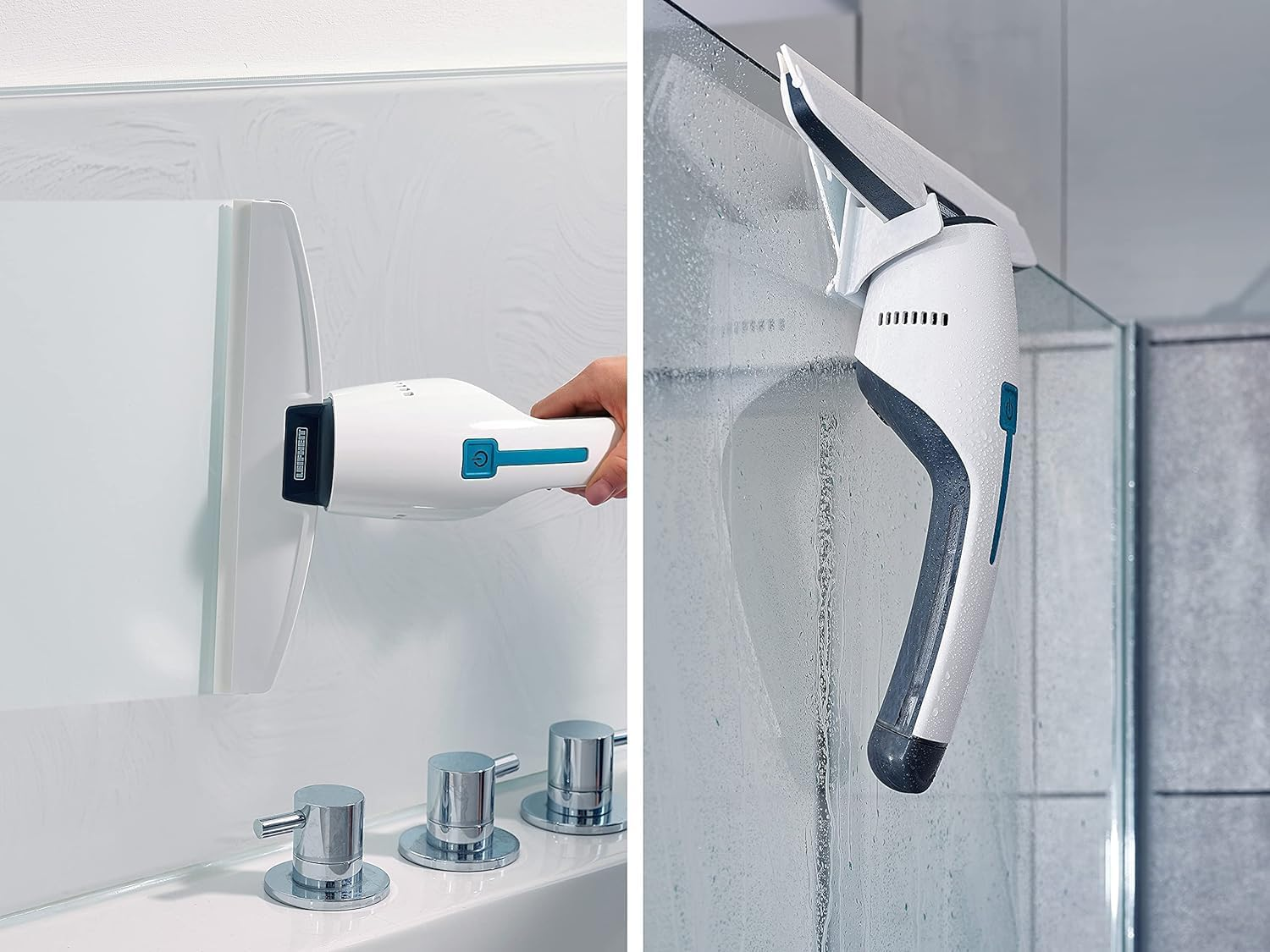 Leifheit Nemo Window Vacuum Cleaner with Wall Mount and Bath Nozzle, Bathroom Vacuum Cleaner with Waterproof Housing Ideal for Shower, Can Be Used up to 45 Minutes, Handy and Lightweight Window image number 3