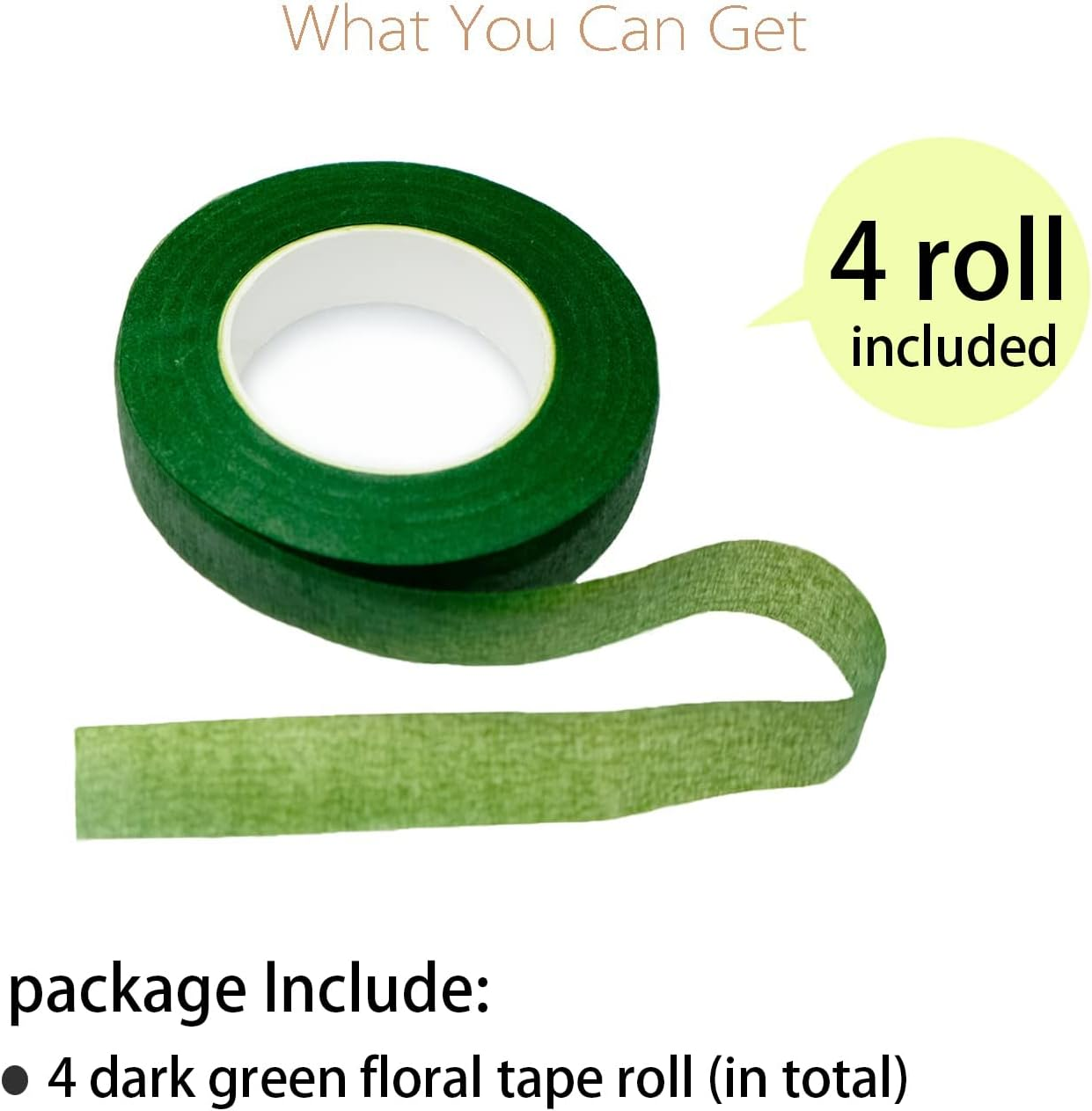 4 Rolls of Floral Tape 1/2 Inch Floral Tape Dark Green, Green and Grass Green Floral Tape Suitable for Bouquet Flower Stem Wrapping Process (30 Yards) image number 3