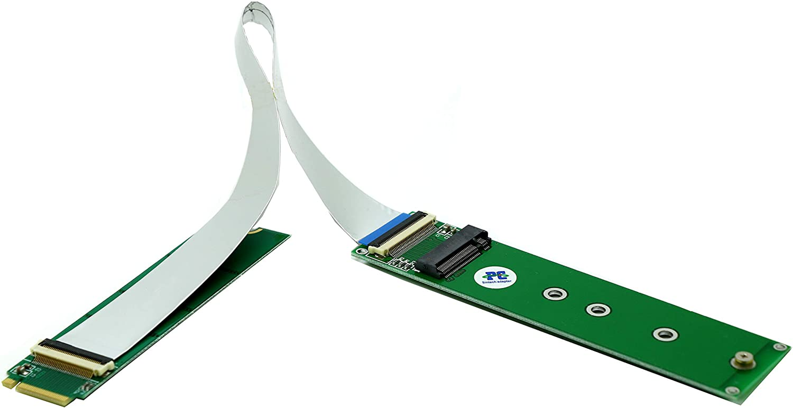 Sintech M.2 Nvme Extension Cable, NGFF M-Key Pcie 3.0 SSD Extender Card with Anti-Electromagnetic Foiled Cable, 20CMS (Silver Cable)