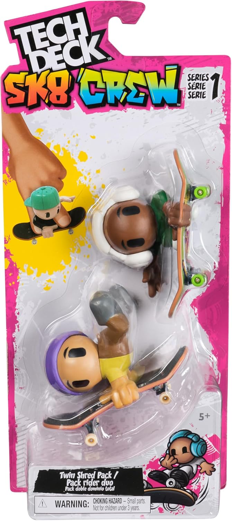 Tech Deck Sk8 Crew, 2-Pack Exclusive Fingerboards with Assistive Figures, Collectible and Customizable Mini Skateboards, Kids Toys for Ages 5 and up (Styles May Vary) image number 2