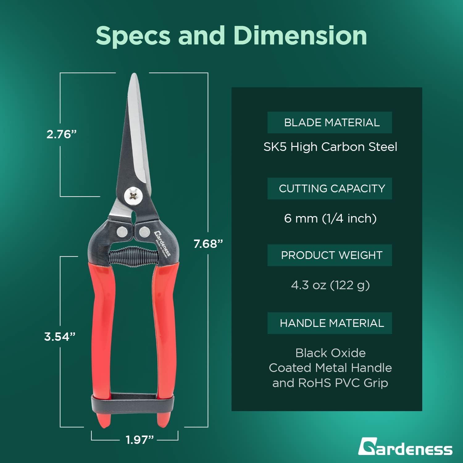 Gardeness Straight SK5 Steel Pruning Shear Garden Scissor Flower Leaf Trimmer Floral Fruits Picking Ultra Sharp Gardening Snips Bonsai Cutter Durable Effort-Saving Clippers, Hand Pruners, Multipurpose image number 5
