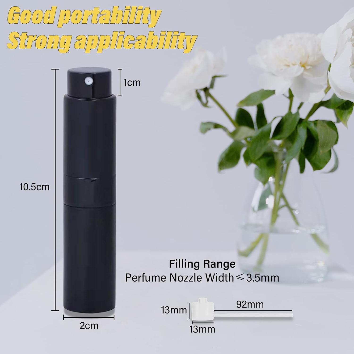 YUNAI 1Pcs Perfume Atomizer Refillable Bottles, 8Ml Portable Mini Spray Travel Bottle, Easy to Refill Glass Inner Empty Atomizer Bottle for Outgoing and Travel(Black) image number 1