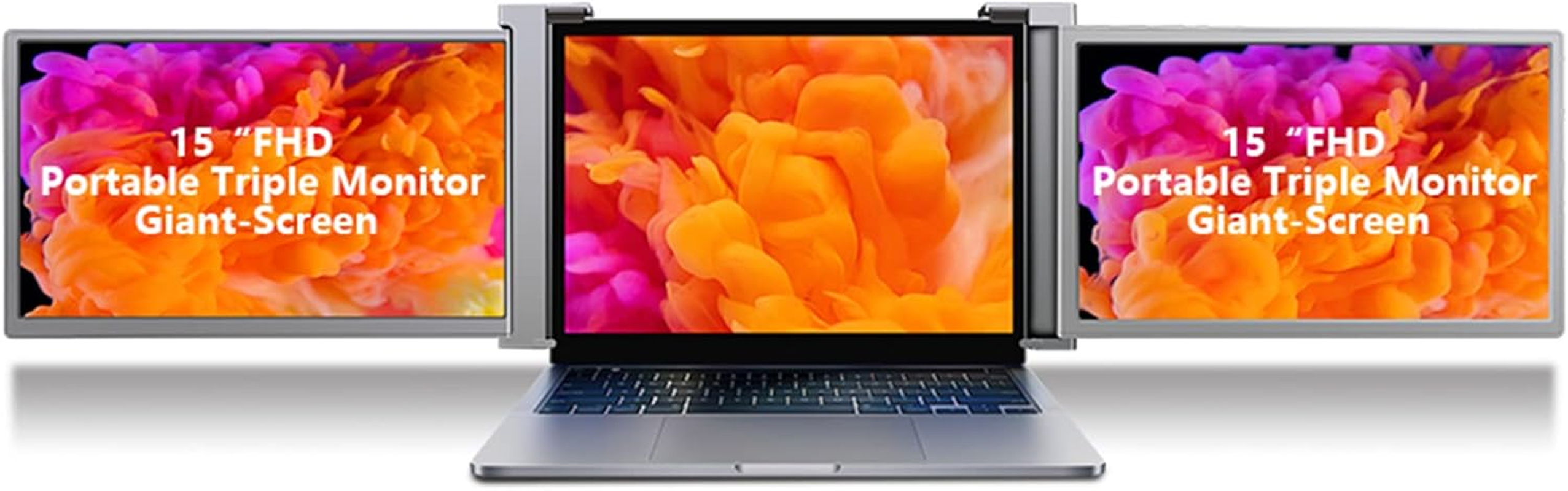 15" Triple Laptop Screen Extender, FHD 1080P IPS Triple Portable Monitor for Dual Screen Display, Folding Triple Screen for 15"-17" Laptop, Multi Modes, Type-C Plug and Play(1#) image number 5