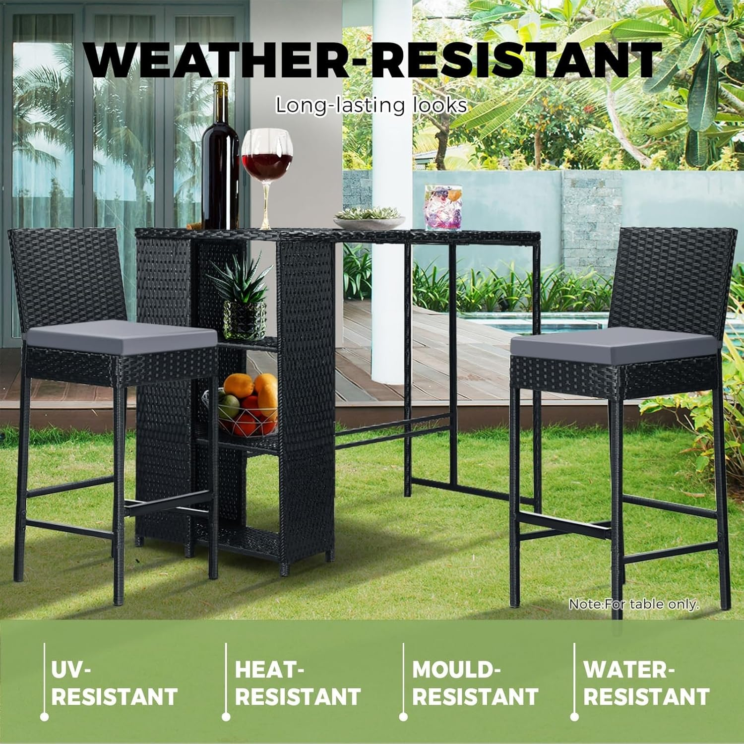Livsip Ourdoor Bar Table Garden Patio Table Outdoor Furniture Rattan Bar Table image number 2