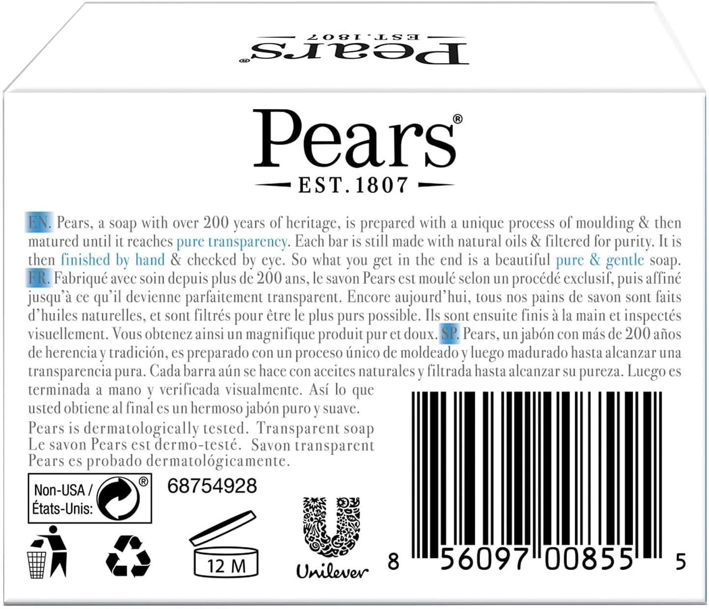 Pears Soap with Mint Extract 130Ml (12 Pack) image number 4