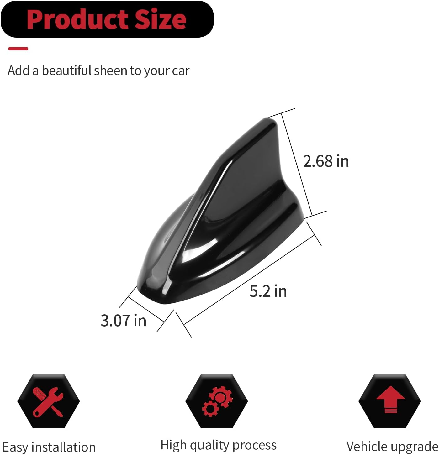 RT-TCZ Roof Antenna Cover Trim Decoration Exterior Accessories for Ford Mustang 2024 2025 (Black) image number 6