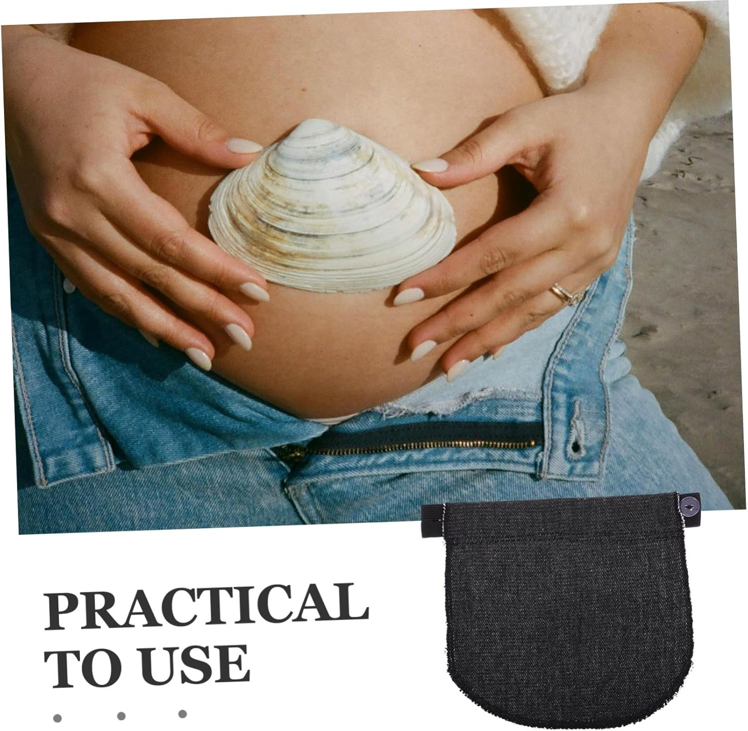 LIFKOME Pregnancy Elastic Extender Jeans Maternity Band Adjustable Waist Extender Pregnancy Waistbands for Pants Trousers Pregnant Women Black image number 2