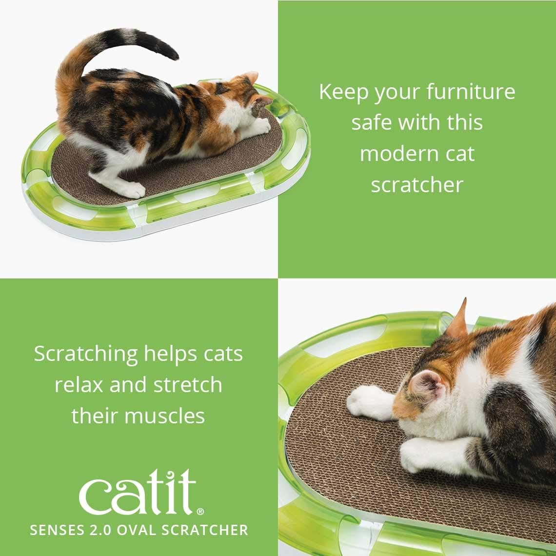 Catit Senses 2.0 Oval Cat Scratcher, Interactive Cat Toys