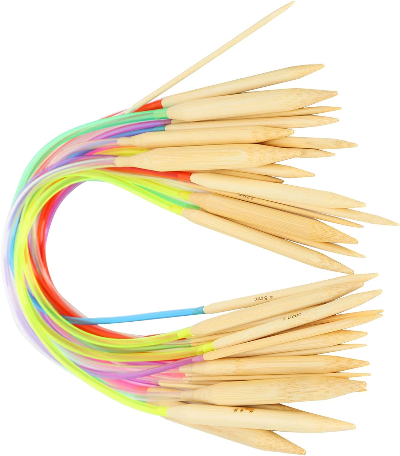 Knitting Needles Set, 18Pcs Circular Needle Bamboo for Knitting Scarves for Sweaters(40Cm+Accessories Bag) image number 3