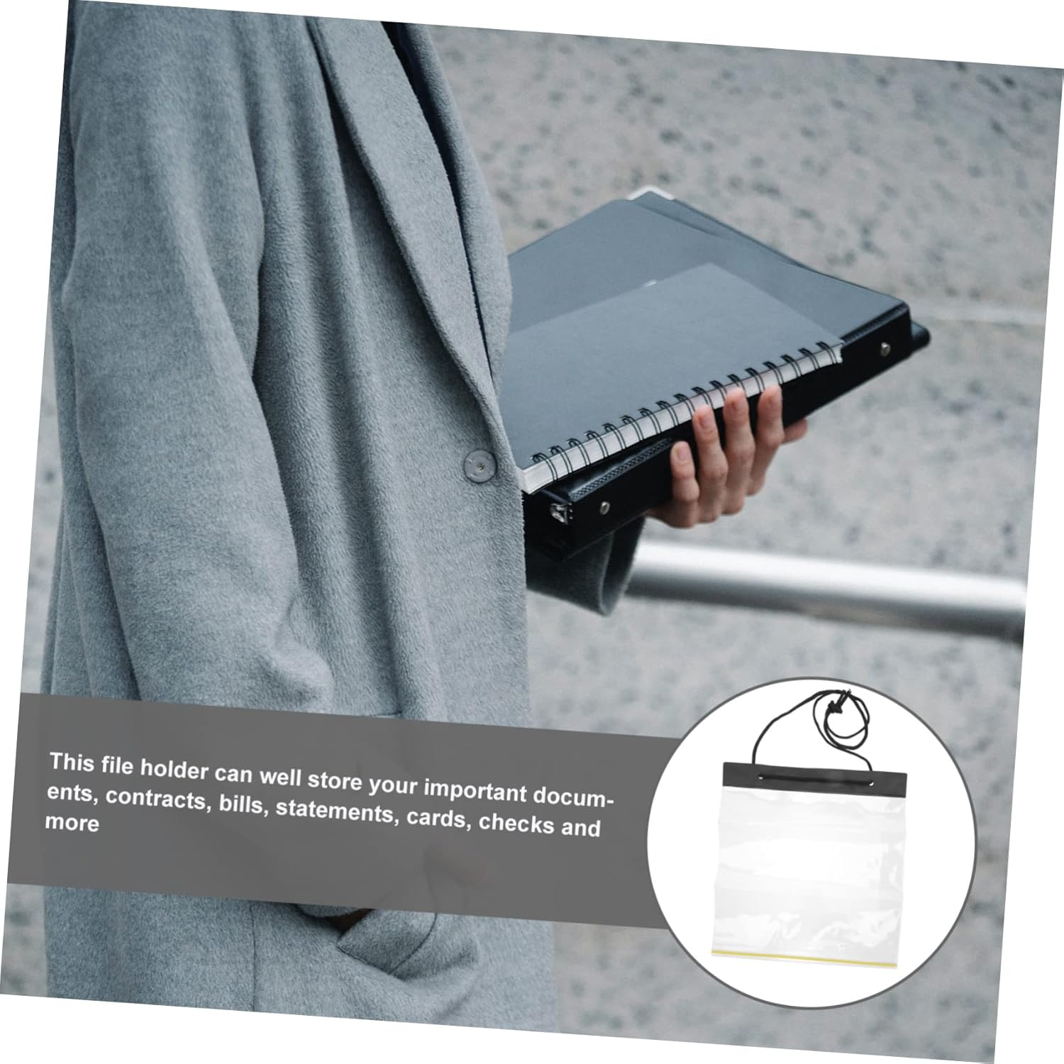 DIYEAH Waterproof Map Case File Document Bag PVC Drawstring Pouch Foldable Travel Organizer for Outdoor Training School Office Use image number 2